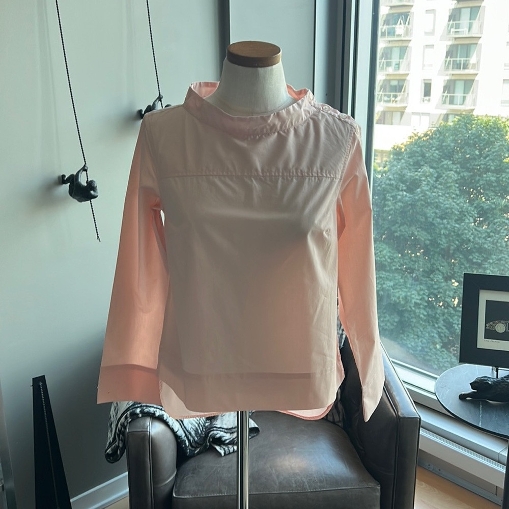 New J.Crew Funnel Neck High Low Cotton Blouse Size 2P